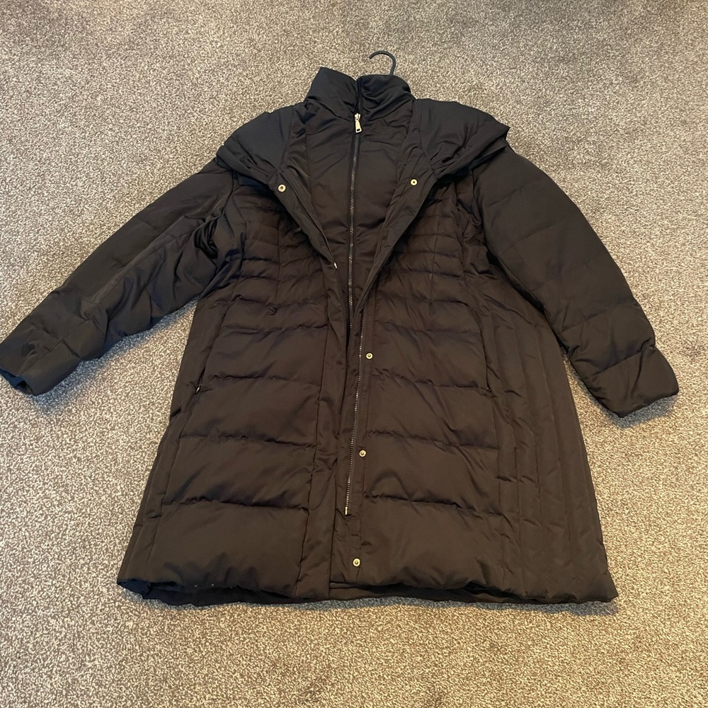 T Tahari Women's Long Black Quilted Winter Coat